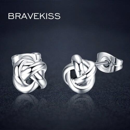 BRAVEKISS Small Knot Carnations Flower Stud Earrings for Women Copper Brincos Ear Piercing Earing Earrings Studs Girls BJE0140B