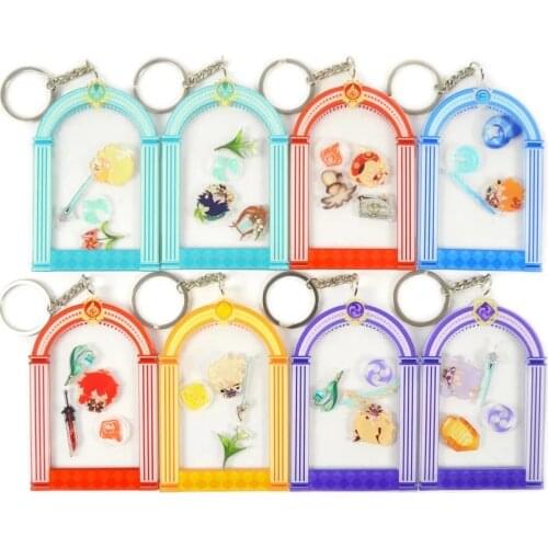 Genshin Impact Anime Shaker Keychains Cosplay Zhongli Diluc Xiao Tartaglia Venti Keqing Key Chains Collections Gifts Decor