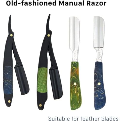 Straight Edge Barber Razor For Feather Blade Haircut Beard Eyebrow Shaving Tool Manual Hairdresser Trimming Blades Replaceable