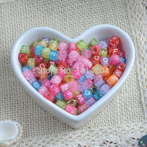 Mixed Color Acrylic Alphabet/Letter square Beads Spacer Beads For Jewelry Making 6x6mm 200PCs YKL0149X