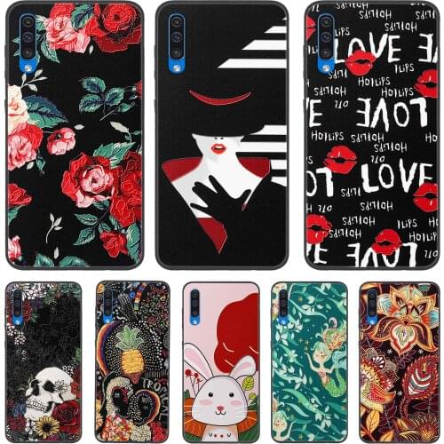SamsungA30S For Samsung Galaxy A50 A30S Case Silicone Back Cover Funda GalaxyA50S Phone Cases 3D Relief Prints Cute Cartoon Etui