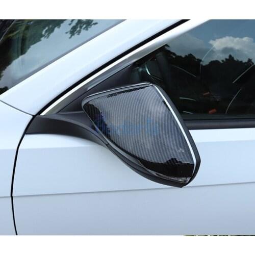 Carbon Fiber Color Rearview Mirror Cover Side Wing Cap Shell Case For Volkswagen VW T-Roc TROC 2018 2019 2020 Auto Accessories