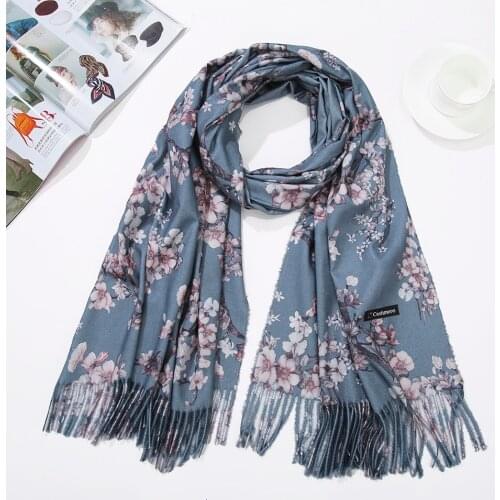 CZHCQQ Fashion Head Scarf Poncho Flowers Pashmina Cashmere Feel Hijab Scarf Tassel Scarfs for Ladies Blanket Capes Shawls