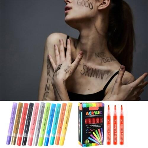F1FF 15 Pcs Art Body Painting Pens Soft Head Graffiti Washable Markers DIY Face Body Tattoo Pencils