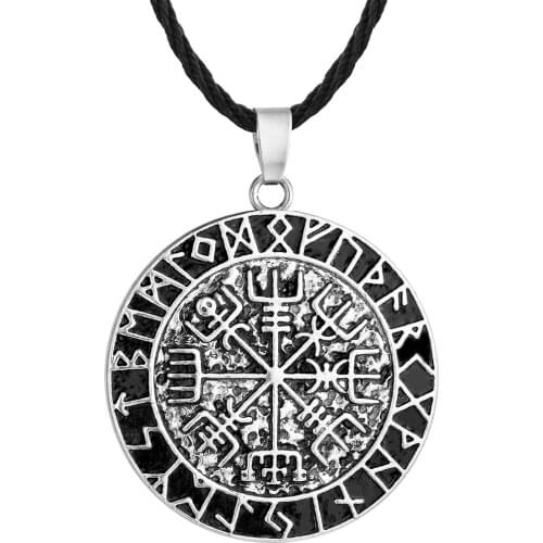 Guidepost Compass Necklace Talisman Viking Elder Futhark Pendant Valknut Pagan Amulet Vegvisir Scandinavian Norse Gift