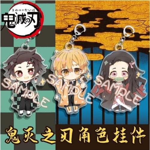 2021HOT Anime Demon Slayer Cute Q Type Acrylic Keychain Kamado Tanjirou Nezuko Agatsuma Zenitsu Cartoon Pendant Key ring Cosplay