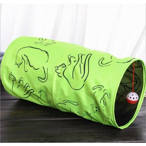 Pet Tunnel Cat Printed Green Lovely Crinkly Kitten Tunnel Toy With Ball Play Fun Toy Tunnel Rabbit Play Tunnel Bulk Cat Toys