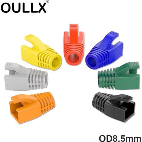 OULLX RJ45 Cat7 Caps Cat6a Network Ethernet Cable Connector Cat 7 Plug Protective Multicolour Boots Sheath Color Bush OD 8.5mm