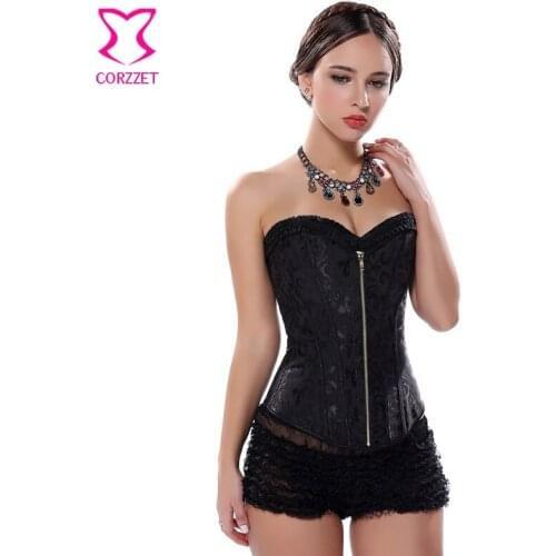 Steel Boned Waist Trainer Corset Gothic Clothing Zipper Espartilho Corselet Overbust Korsett For Women Sexy Corsets and Bustiers