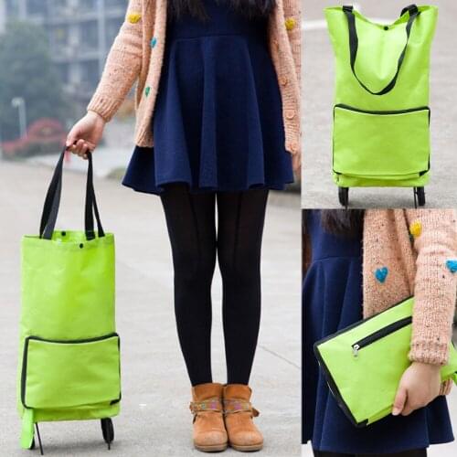 Multi-use Shopping Bag Foldable Trolley Bag Portable Shopping Cart Folding Home Travel Green Travel Wheels Bag