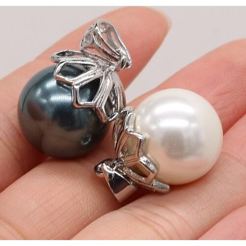 2021 New Natural Shell Ball Pendant Charms a Pair Pearl Shell Pendant for Making DIY Jewerly Necklace Earrings 16x16mm