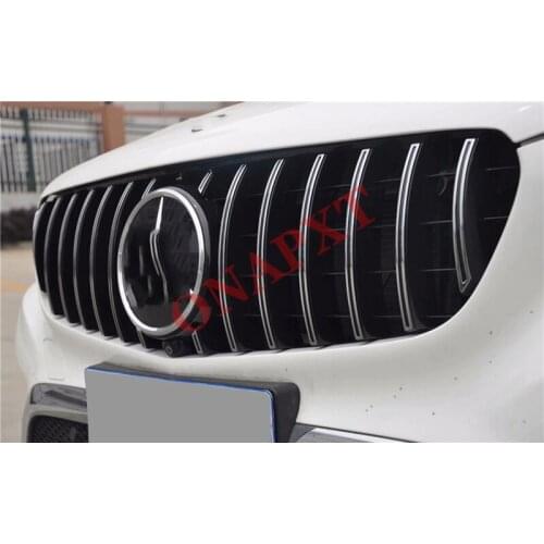 Plastic Front Bumper Grill Mesh Racing Middle Grill Center GT Diamond Vertical Bar 2015-2019 For Mercedes-Benz GLC X253 W253