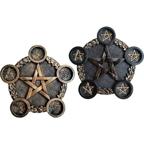 Pentagram Candle Holder, Altar Plate for Candles Ceremony Decoration Cup Candle Holder Tea Candle Holder for Tarot