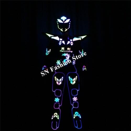TC183-1 Programmable ballroom dance led costumes robot armor dj suit bar club performance clothe stage show dress catwalk party