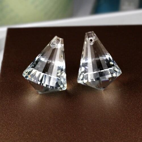 6PCS 33*40mm Transparent White Conical Glass Crystal Pendant DIY Bead Curtain Festival Celebration Decoration