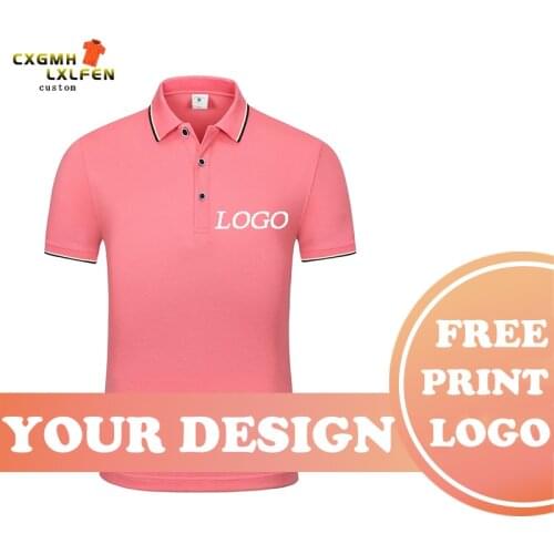 POLO shirt top 7-color custom logo short sleeve shirt lapel printing DIY brand text