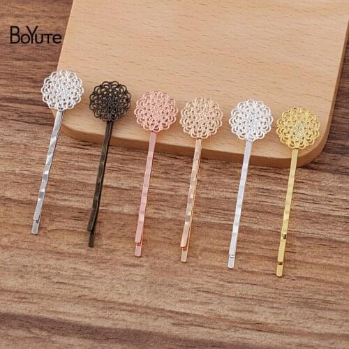 BoYuTe Custom Made (200 Pieces/Lot) 15MM Filigree Flower Hair Barrette Factory Supply Retro DIY Hair Accessories Materials