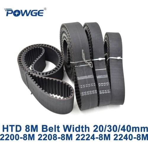 POWGE HTD 8M synchronous Timing belt C=2200/2208/2224/2240 width 20/30/40mm Teeth 275 276 278 280 HTD8M 2200-8M 2224-8M 2240-8M