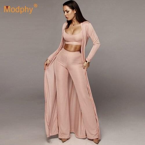 Knitted WomenS Set Cardigan Coat&Top&Trousers Three-Piece Casual Home Vacation Pants Set Female 2020 Autumn Fashion New
