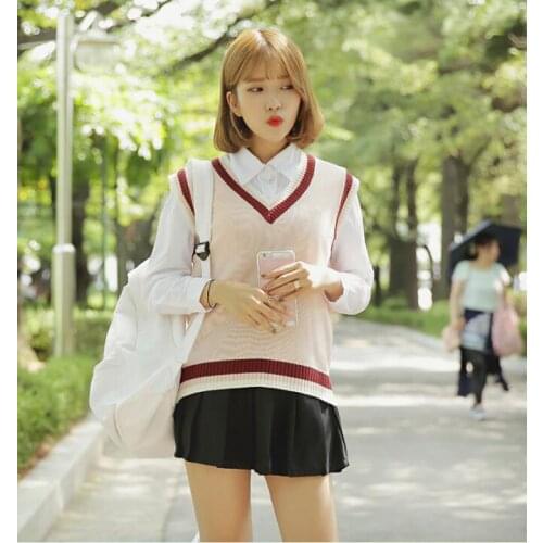Spring School sweater vest Korean High School Sweater waistcoat Woman