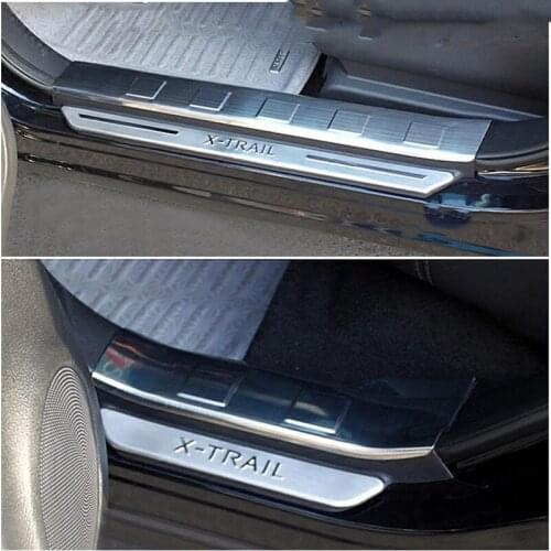 For Nissan X-Trail X trail T31 Stainless Steel Inner + Exterior Door Sill Plate Trim 8pcs 2008 - 2013 Car Styling accessories