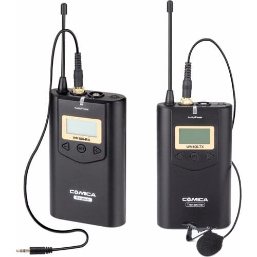 COMICA CVM-WM100 UHF48 Channels 100m Working Distance Omni-directional Wireless Lavalier Microphone for Camera iphone cell phone