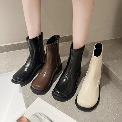 Zalavor New Women Ankle Boots Genuine Leather WomenS Shoes Winter Round Toe Fashion Short Boots Ladies Footwear Size 34-40