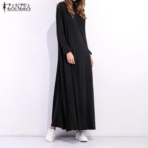 Vestidos 2021 Spring Autumn Women Long Maxi Dress Ladies Turtleneck Long Sleeve Solid Vintage Casual Loose Dresses