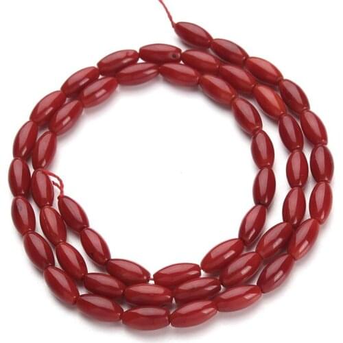 1Strand/lot 4x8mm Red Rice Coral Tube Cylinder Beads Semi-precious Stone Loose Beads for Necklace Bracelet Jewelry F2790