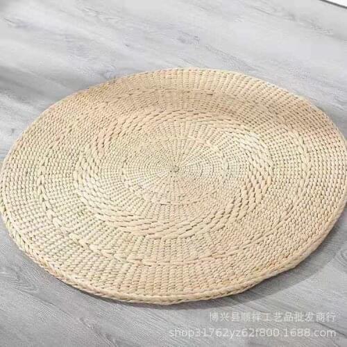 1 Pcs Natural Straw Round Pouf Tatami Cushion Floor Cushions Meditation Yoga Round Mat Chair Cushion Japanese-style Cushion