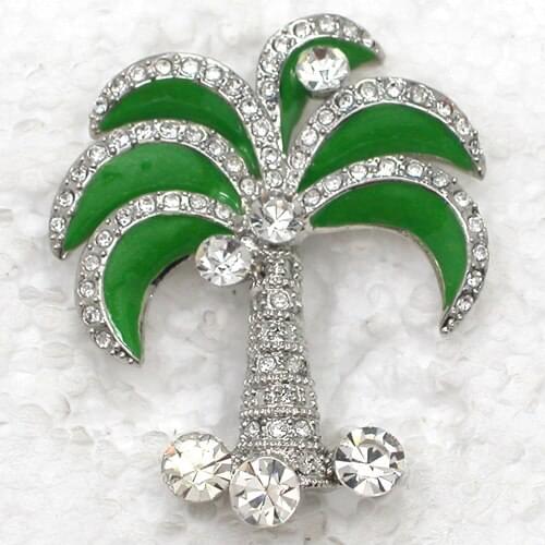 12pcs/lot Wholesale Fashion Rhinestone Palm tree Pin brooches C101876