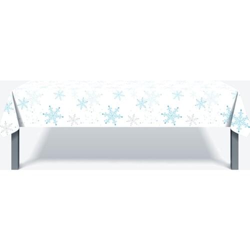 130*220cm PE Merry Christmas Snowflake Party Theme Tablecovers Happy Xmas Winter New Year Disposable Tablecloth Party Supplies