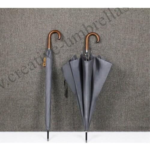 3pcs/lot Long-handle auto open 70T wooden classical business gents umbrellas anti-thunder fiberglass outdoor commercial parasol