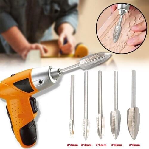 5PCS Wood Carving And Engraving Drill Bit Milling Cutter Carving Root Tools
