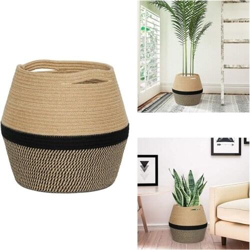 AF89 Cotton Woven Flower Basket Flower Pot Living Room Furnishings Foldable Storage Basket Plant Basket Home Decor