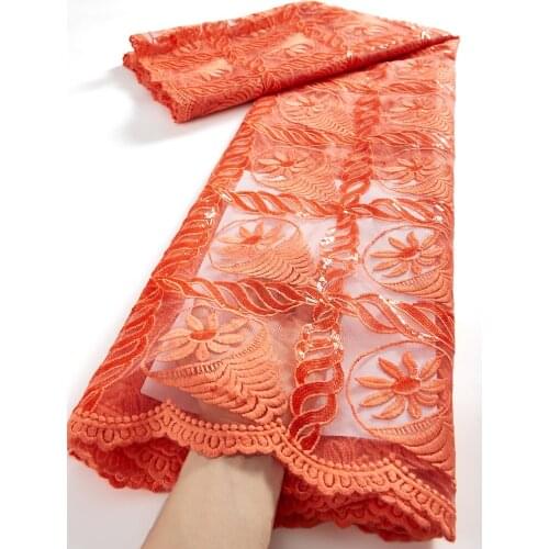 African Lace Fabric Sequins Embroidery French Tulle Lace Nigerian Wedding Dress Lace Fabrics 2.5 Yards TY081