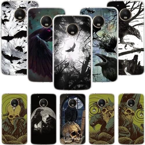 Crow Raven Dark Skull Phone Case For Motorola Moto G9 G8 G7 G6 G5 E6 E5 E4 Plus Play Power One Action Macro Coque Cover Capa