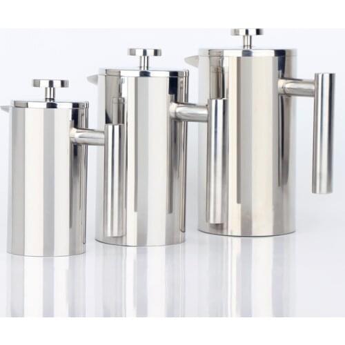 Double Layer 304 Stainless Steel Coffee And Tea Maker French Press Heat Preservation Mug 350ml / 800ml / 1000ml Tea/barista Pot