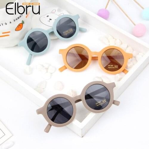 Elbru Fashion Children Round Sunglasses Brand Designer Kids Sun Glasses Ultralight Small Frame Sunshades Boys Girls Sun Glasses