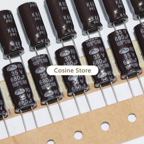 50pieces/lot Electrolytic Capacitor SAMWHA 680uf 35v RD Series 10X20mm 35v680uf