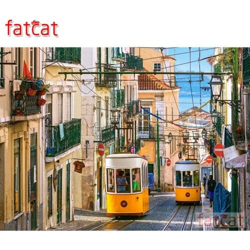 FATCAT City tram 5d diy diamond painting full square round drill diamond embroidery kits wall decoration AE2921