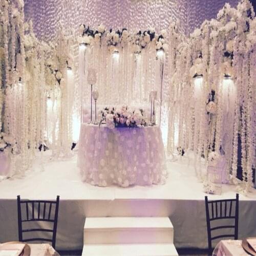 Upscale artificial flower hydrangea wisteria flowers vines wedding arch marrige party Garlands Floral Decoration rattan