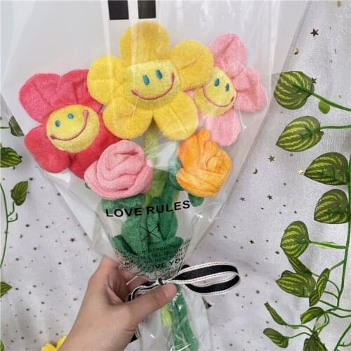 Artificial flowers Simulation Smiley Sunflower Plush Bouquet Creative Graduation Childrens Day Gift Birthday Gifts