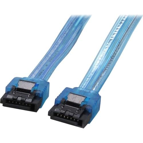 24inch 6Gb/s SATA3 Serial ATA DATA cable w/ latch locking for PC Laptop SATA 3.0 SATAIII 6Gbps HDD Hard Drive Disk/ SSD- UV Blue