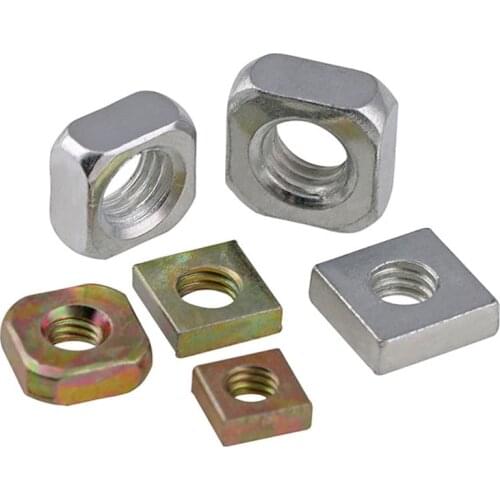 25/50/100PCS Square Nuts Galvanized/Color Zinc Plated Square Nuts Right Angle/Fillet Angle M3 M4 M5 M6 M8