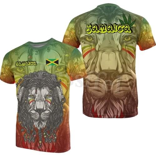 Tessffel Jamaica Lion Emblem Summer New Fashion 3D Print Tops Tee Tshirt Men Women Short Sleeve T shirt Streetwear Style-22