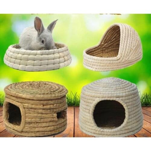 Small Pet Supplies Drop Ear Rabbit Nest Warm Grass Nest Guinea Pig Nest Dutch Pig Pet Products Hand Woven Castle Grass House