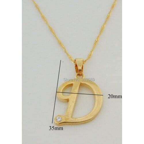 Min order 10$/ - YELLOW GOLD OVERLAY 18" TWIST NECKLACE& 26 LETTERS ALL HAVE LETTER D INITIAL PENDANT CZ/Great Gift