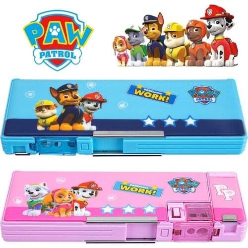 2021 Paw Patrol PVC Environmental Student Pencil Box Multifunction Storage Box Double Door Double Open Stationery Christmas Gift