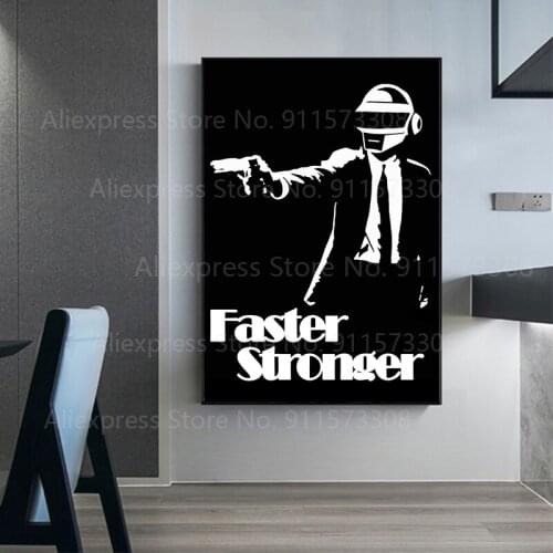 Poster Prints Daft Punk Harder Better Faster Stronger Hip Hop Music Album Star Painting Canvas Wall Art Pictures Home Decor